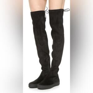 Stuart Weitzman Size 7 Black Suede Over The Knee Platform 'Playtime' Boots